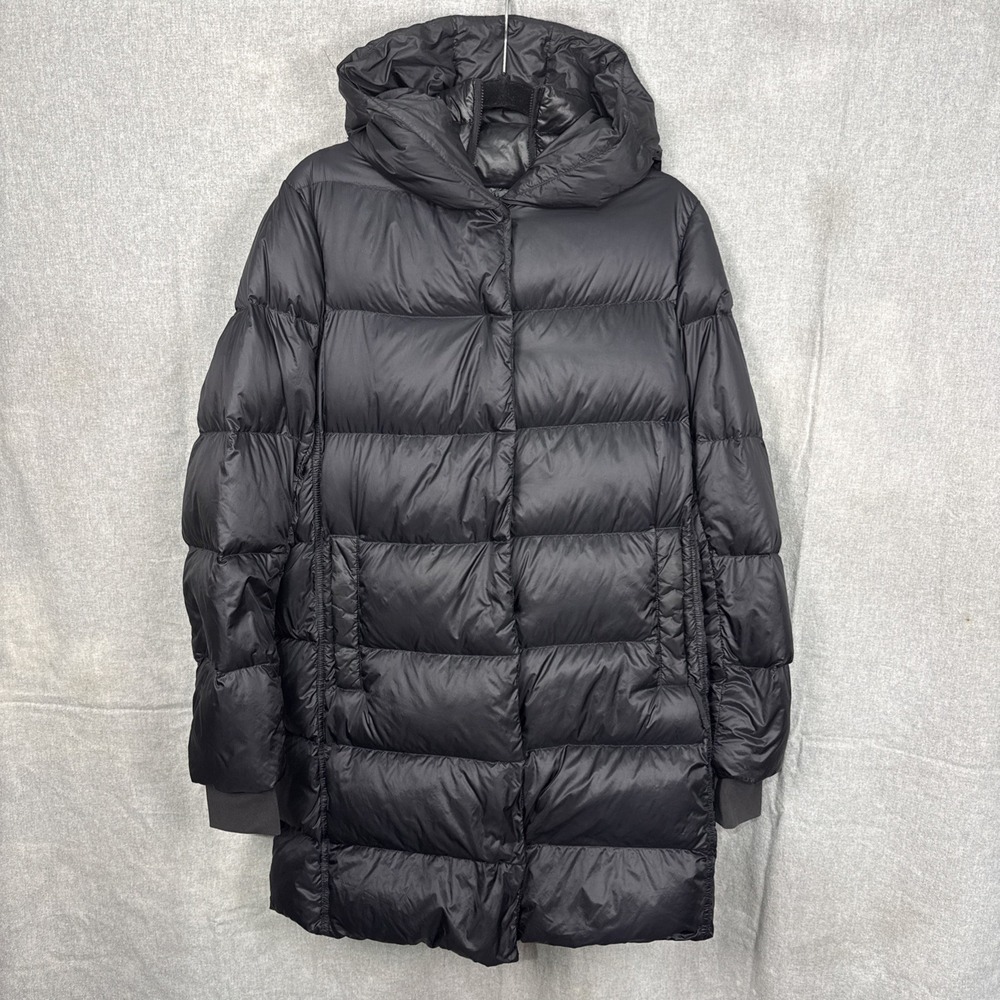 Athleta Jacket Womens Small Black Loftly  Goose Down Puffer Outdoors Parka